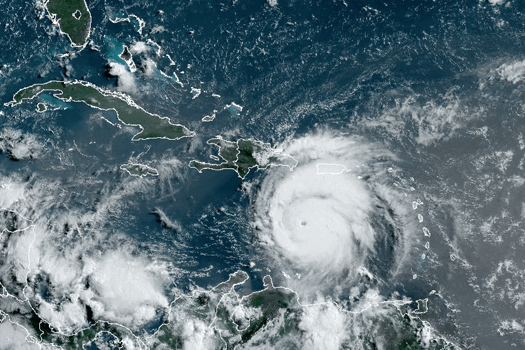 Satellite view of Hurricane Beryl in the Caribbean as it heads towards Jamaica